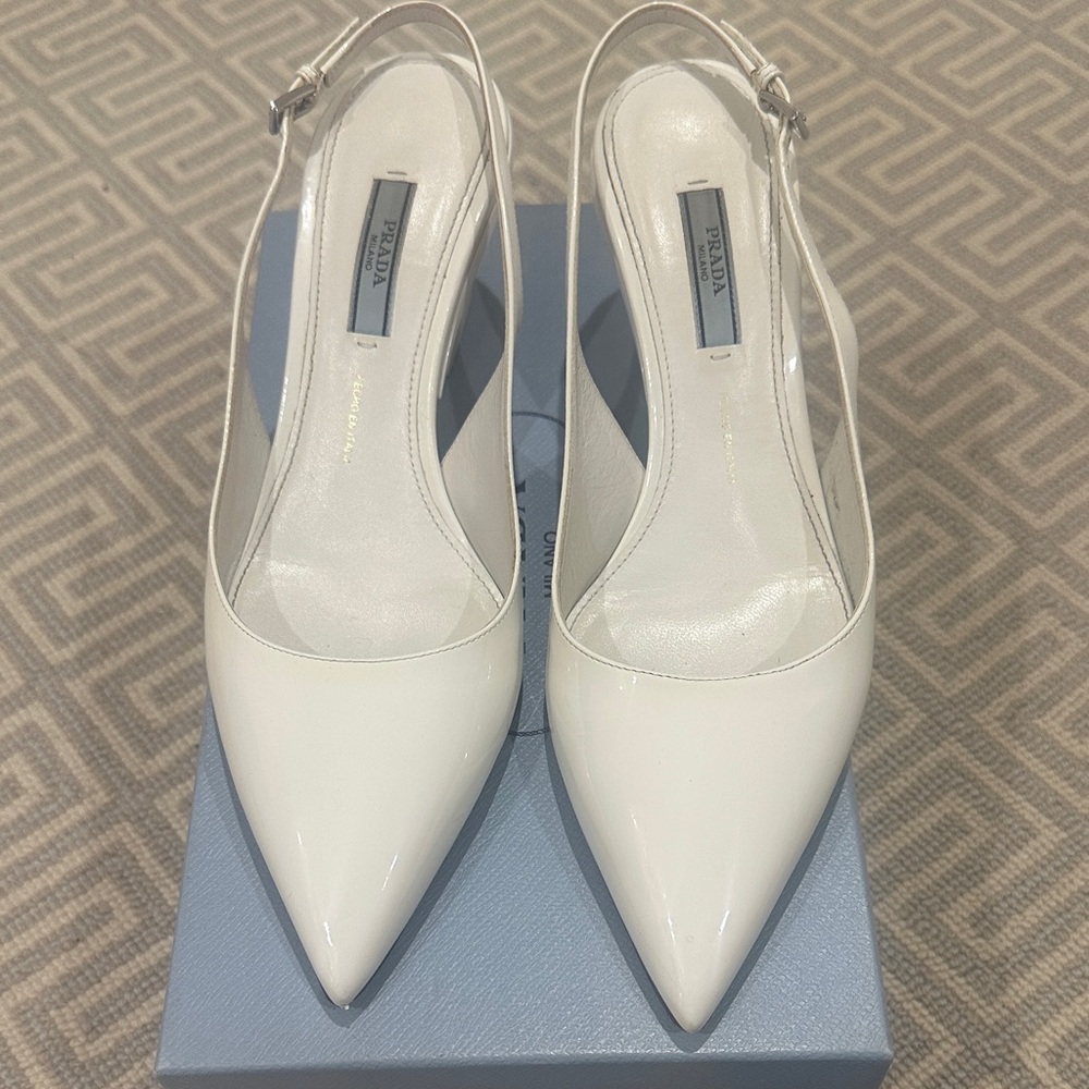 Prada Women's White Slingback Heels